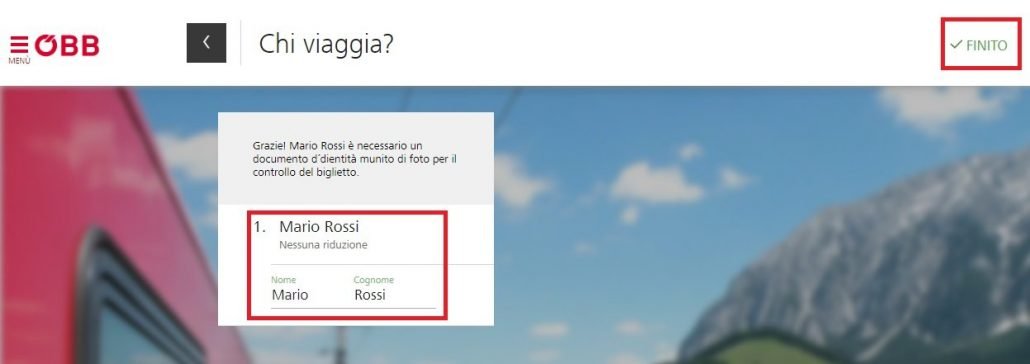 schermata dove inserire il proprio nome e cognome