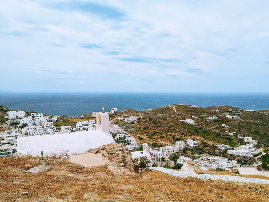 Ios isola greca, vista panoramica della chora